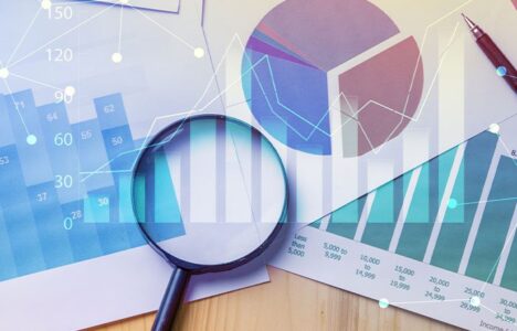 Magnifying glass on documents