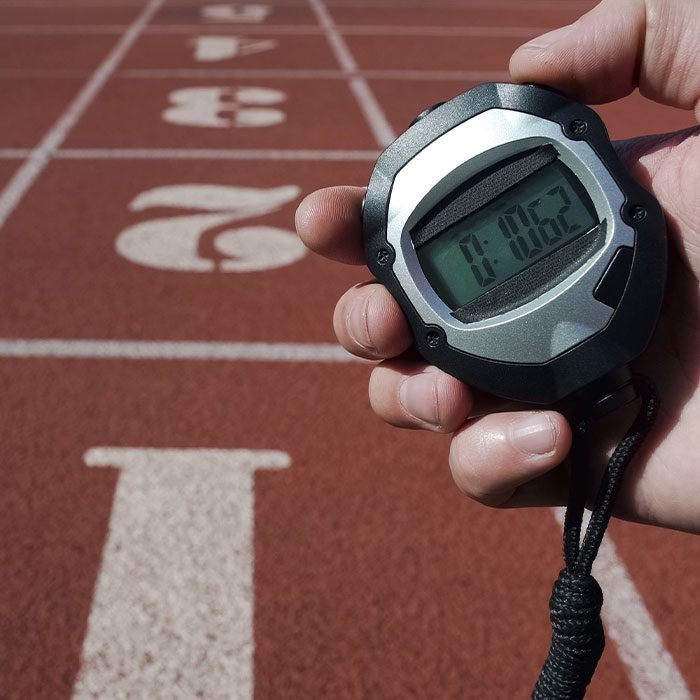 A person counting time with a timer