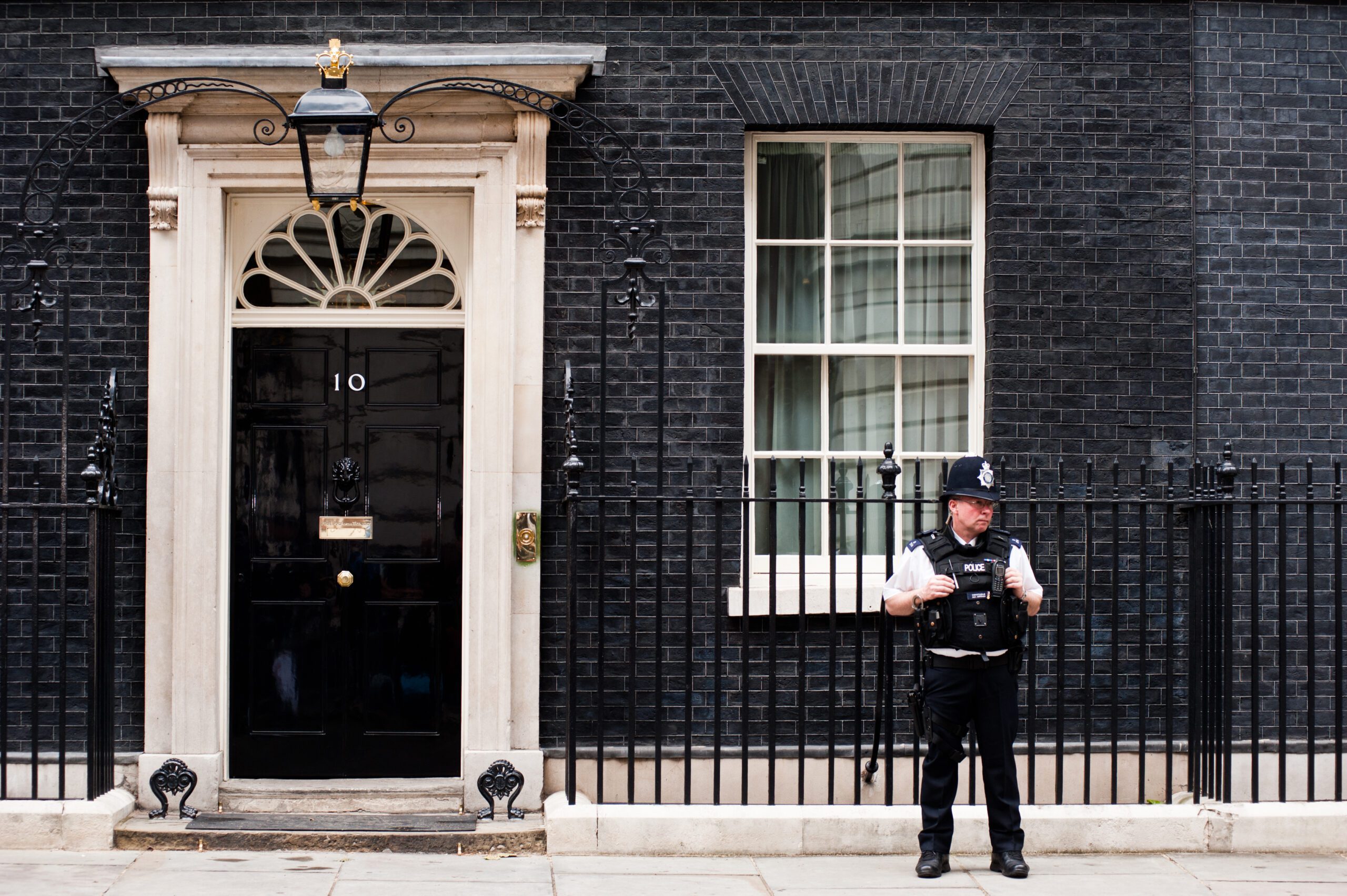 Police standing outside the downing street