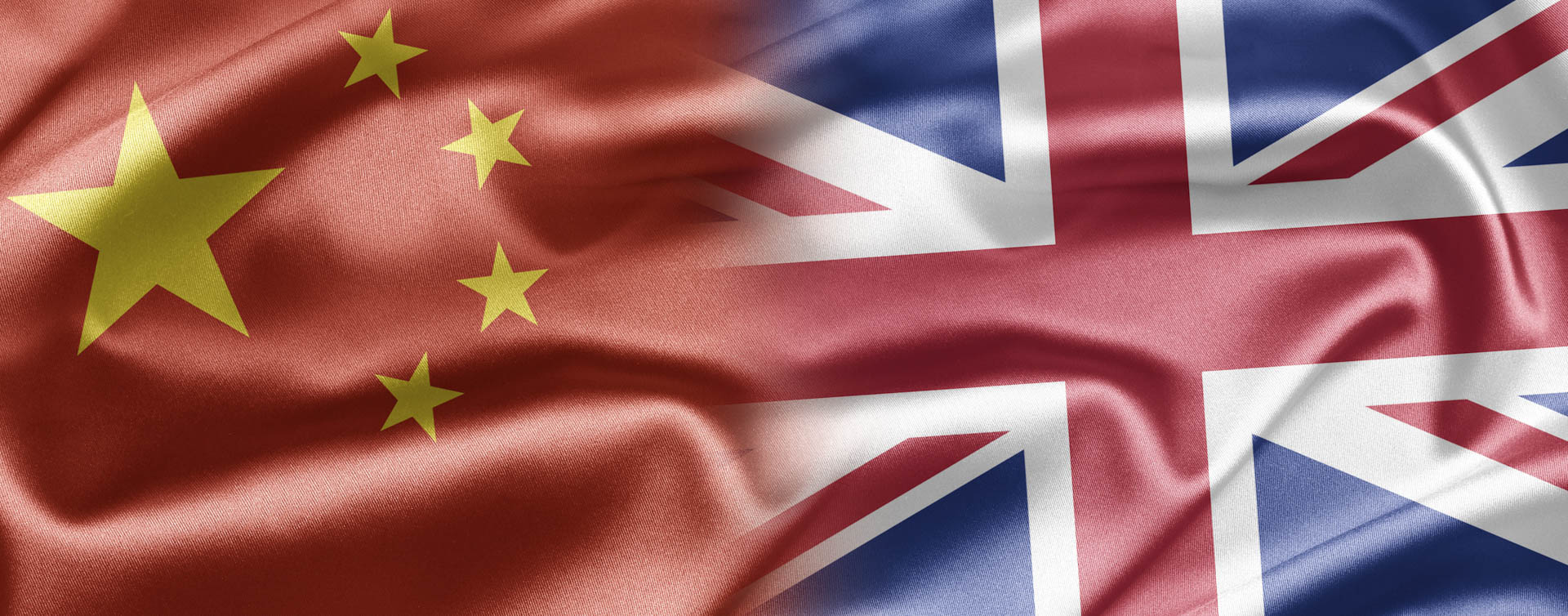 Chinese & UK flag merges into each other