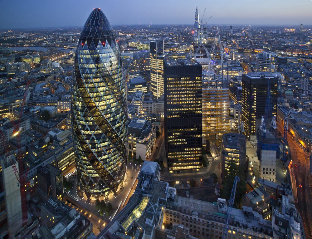Evening view of central London property and skyline