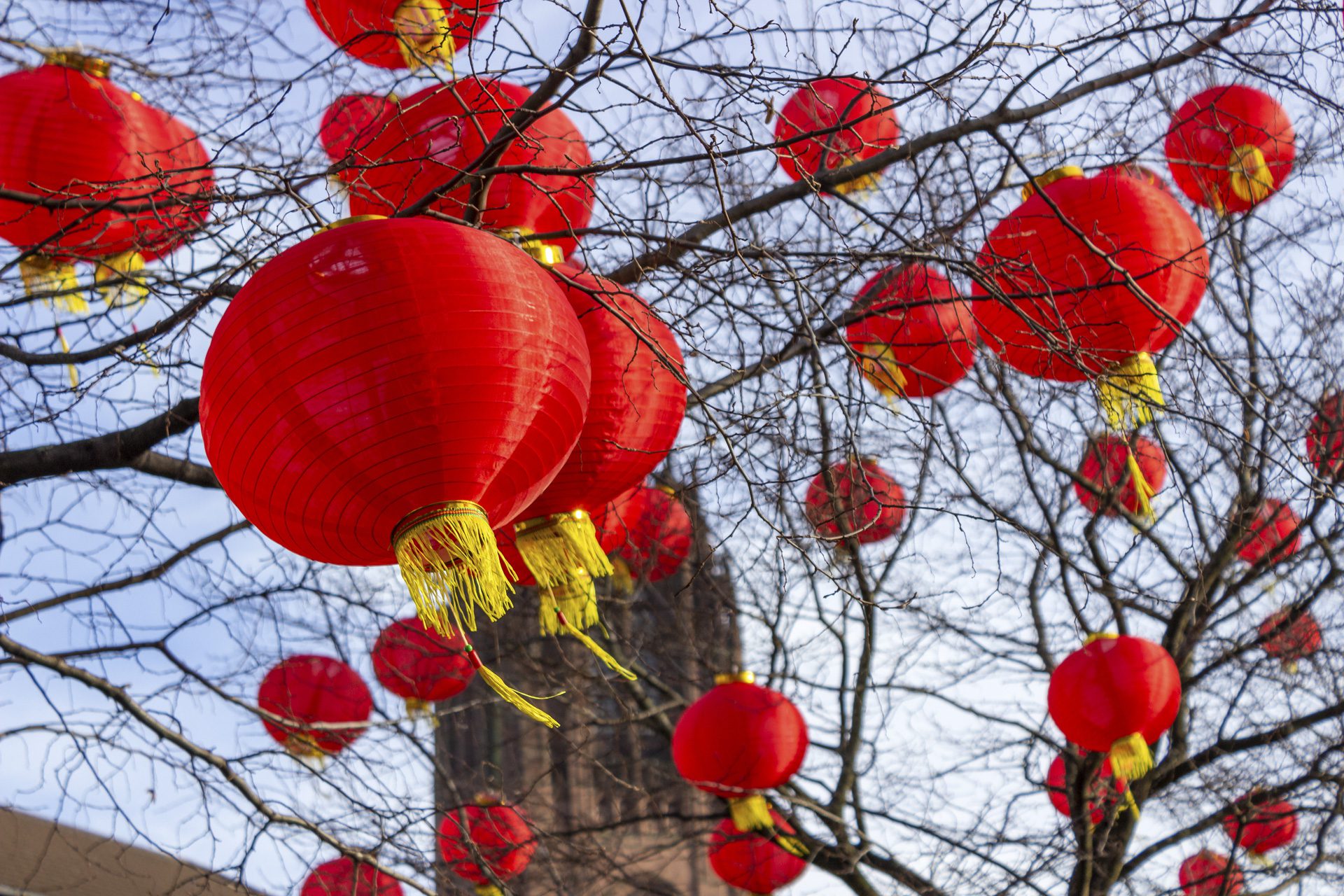 Lunar New Year lanterns in Liverpool China Town representing Chinese investment in the city