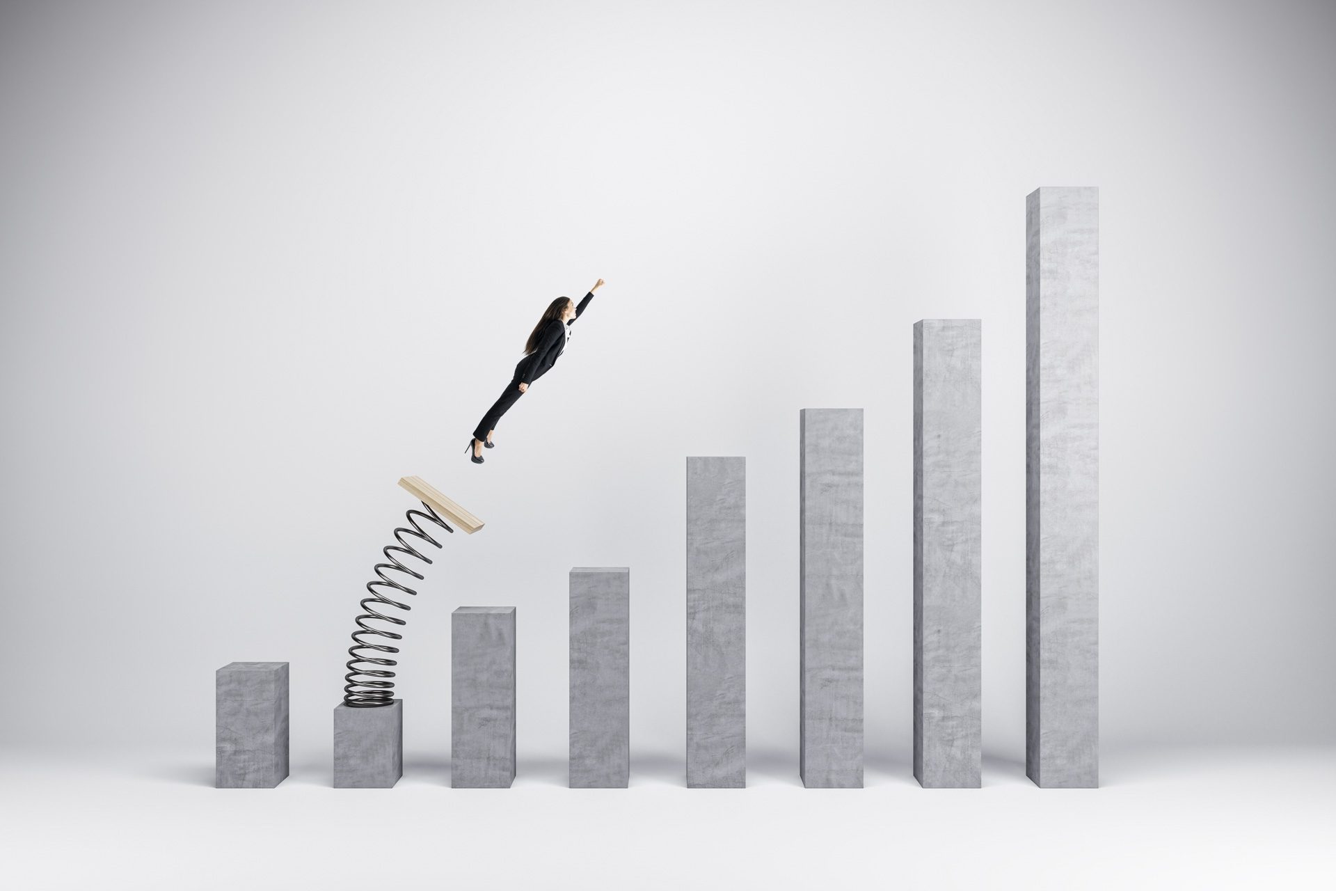 Property investor flying to top of growing chart represnting boost to rental demand