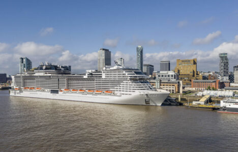 Liverpool, UK, 14 ‎July ‎2021, A cruise ship at Liverpool port in the summer