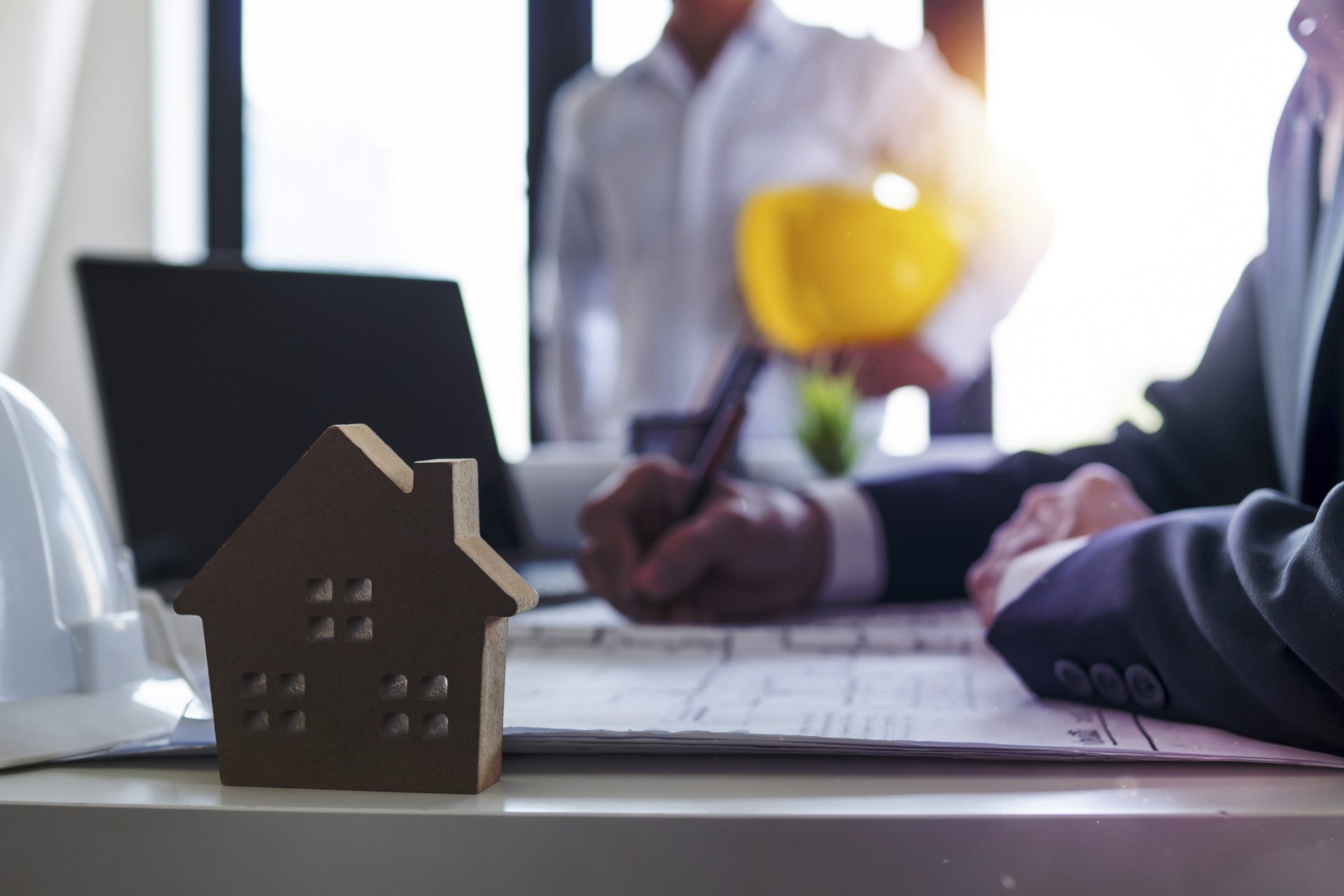 Home buyer are sign contract on sheet with agent or broker in office, concept as agreement of insurance or house commercial, real estate concept