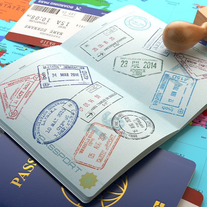 Passport with stamps