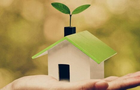 Green house model in a hand