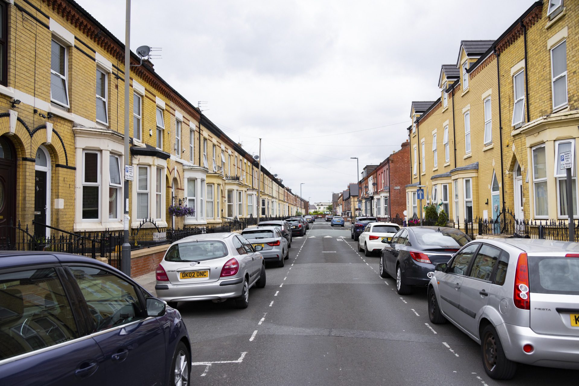 Residential area in Liverpool - LIVERPOOL, UNITED KINGDOM - AUGUST 16, 2022