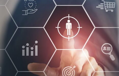 Person pointing at a hologram with a human shape on it