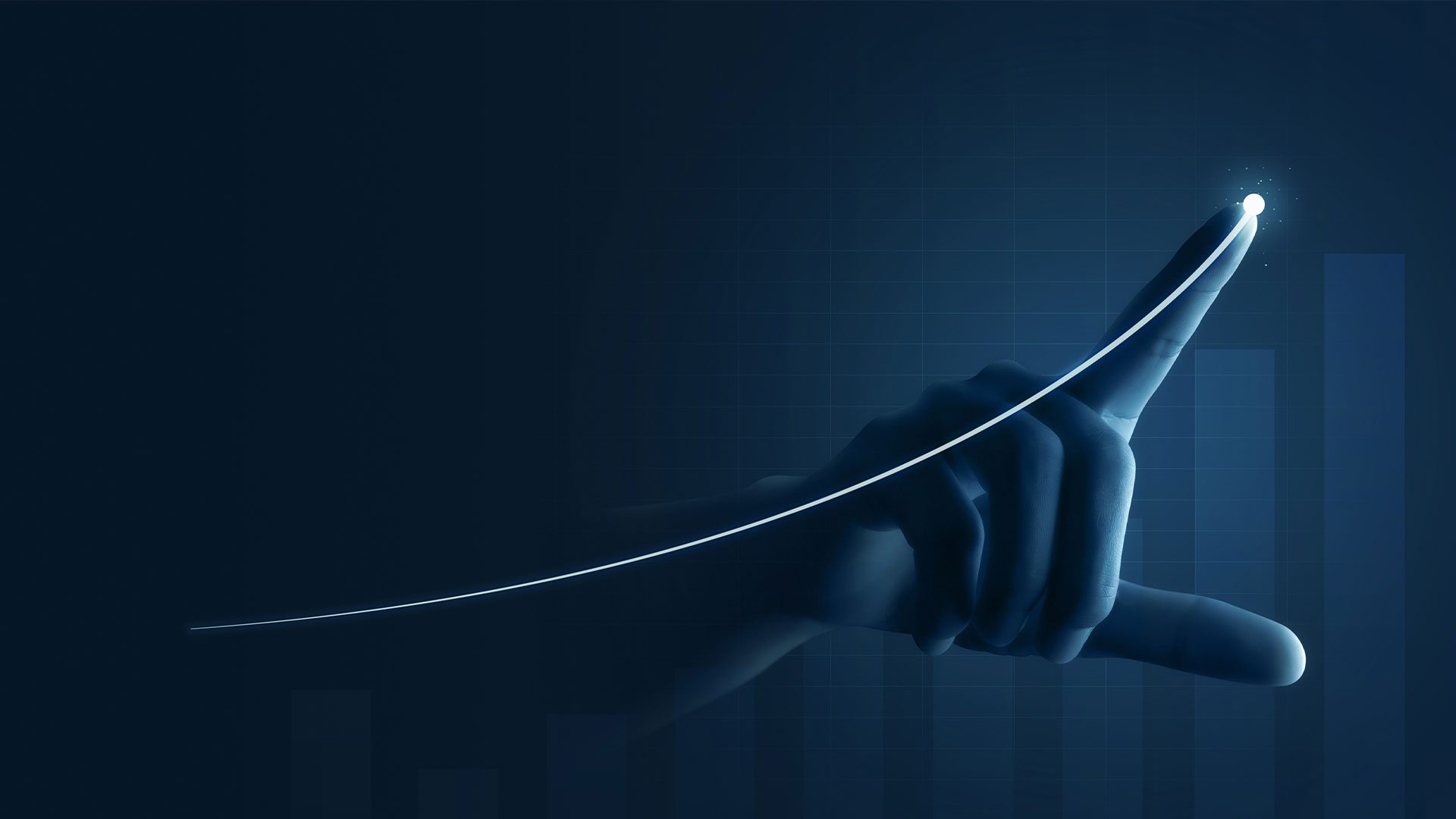 Hand creates a upwards curve to show growth