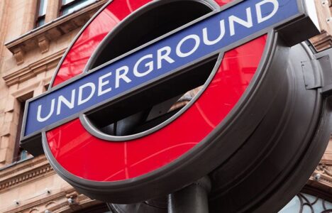 Underground train station sign representing central London and different areas for property