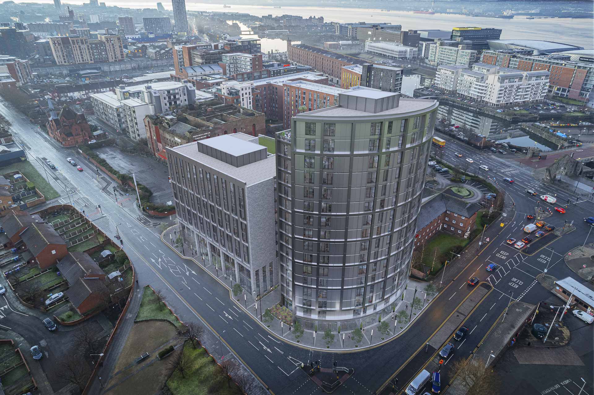 One park lane aerial daytime view