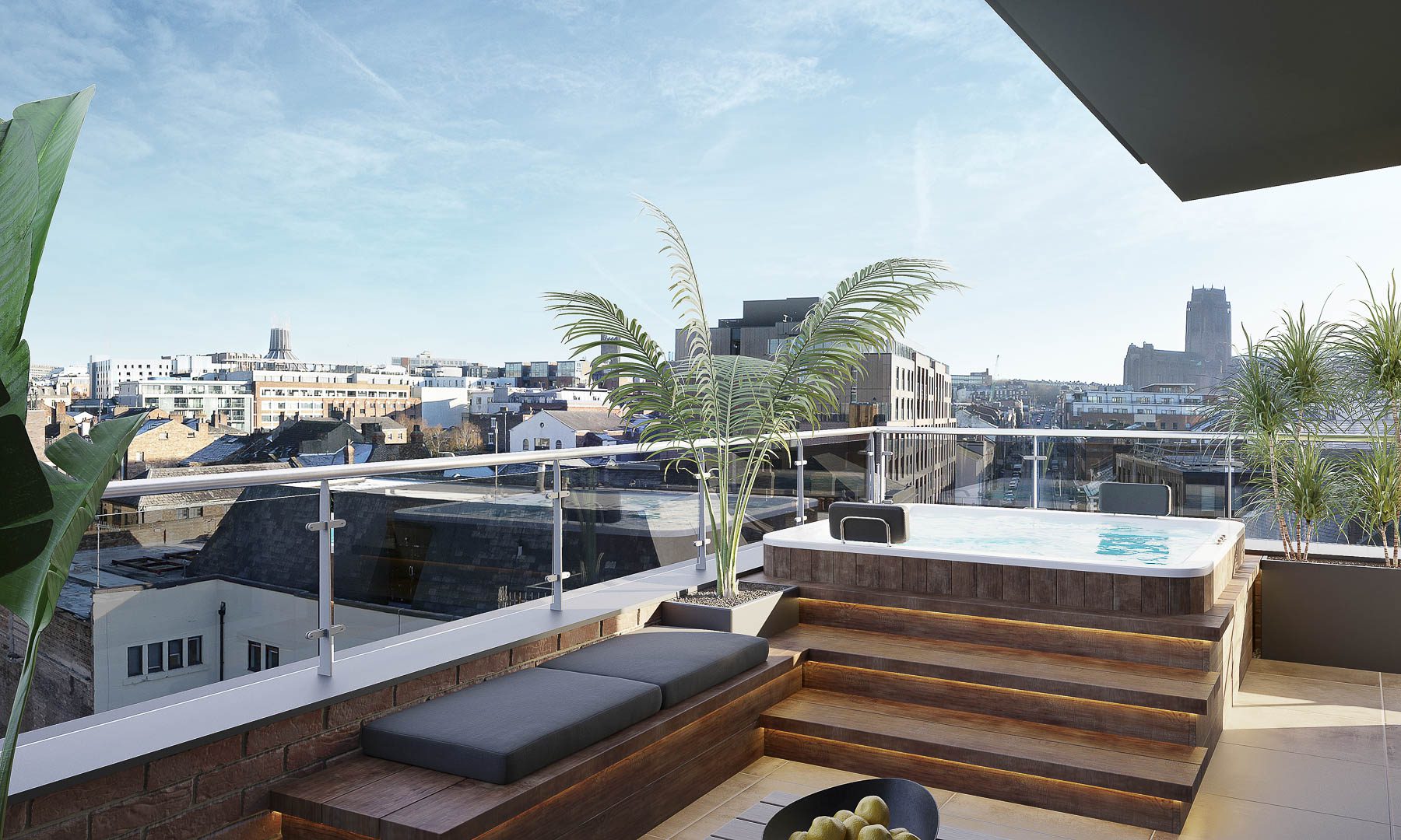 Terrace with hot tub