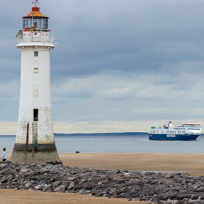 lighthouse on beach in new brighton