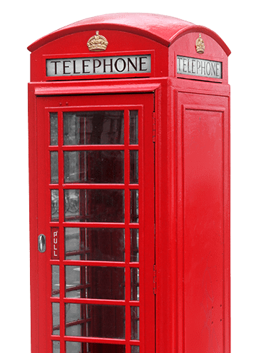 Red telephone box on a London street
