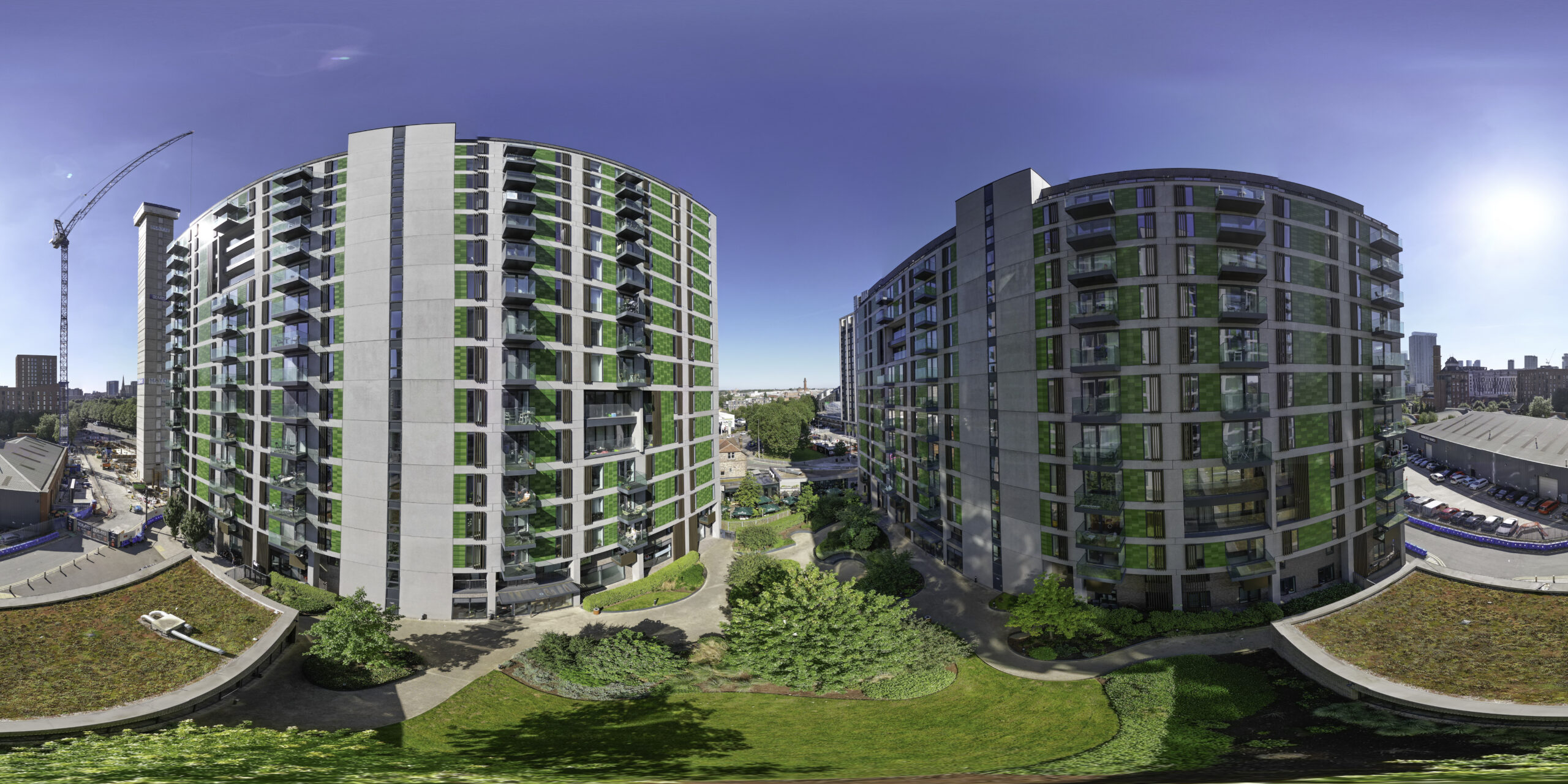Panoramic Image of Two Buildings - Completed Manchester Development, Local Blackfriars