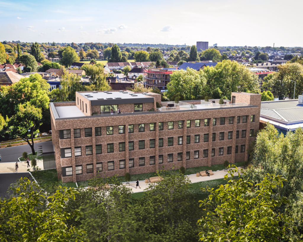 Exterior CGI image of Dolphin Bridge House development, Uxbridge