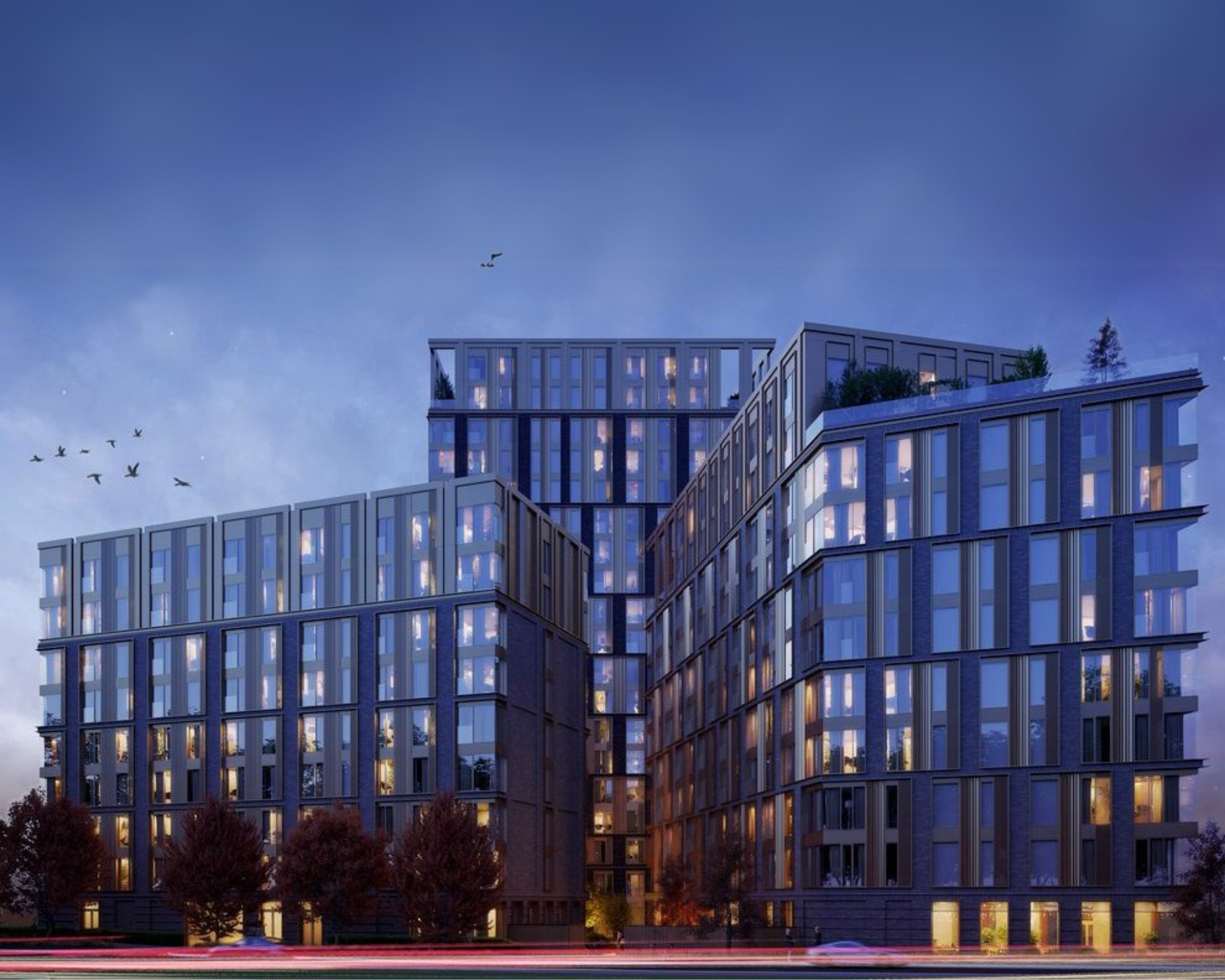 SoapWorks Liverpool Development Exterior at Night