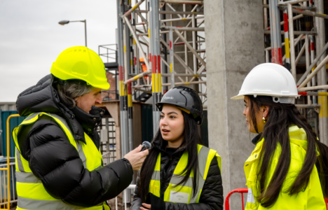 Apprentices Meeting Steve Rotheram at the Gateway Liverpool construction site