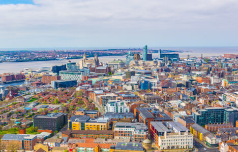Aerial view image of Liverpool city centre