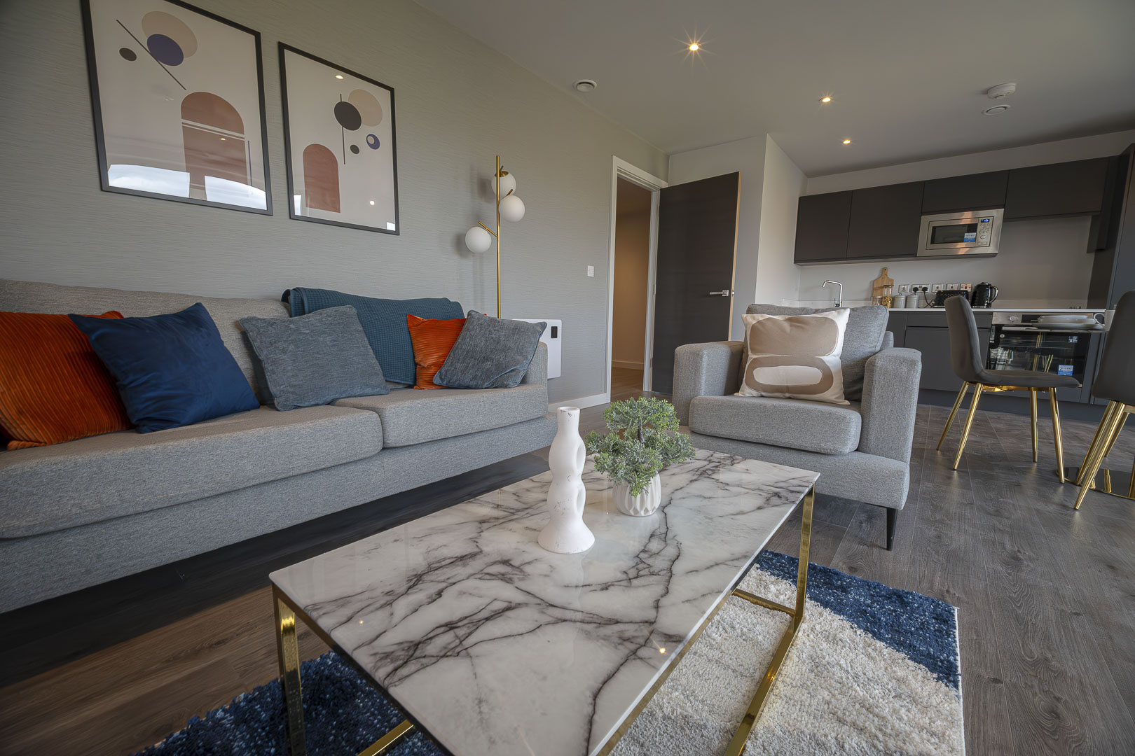Interior image showing completed apartment in Merchant's Wharf Manchester development
