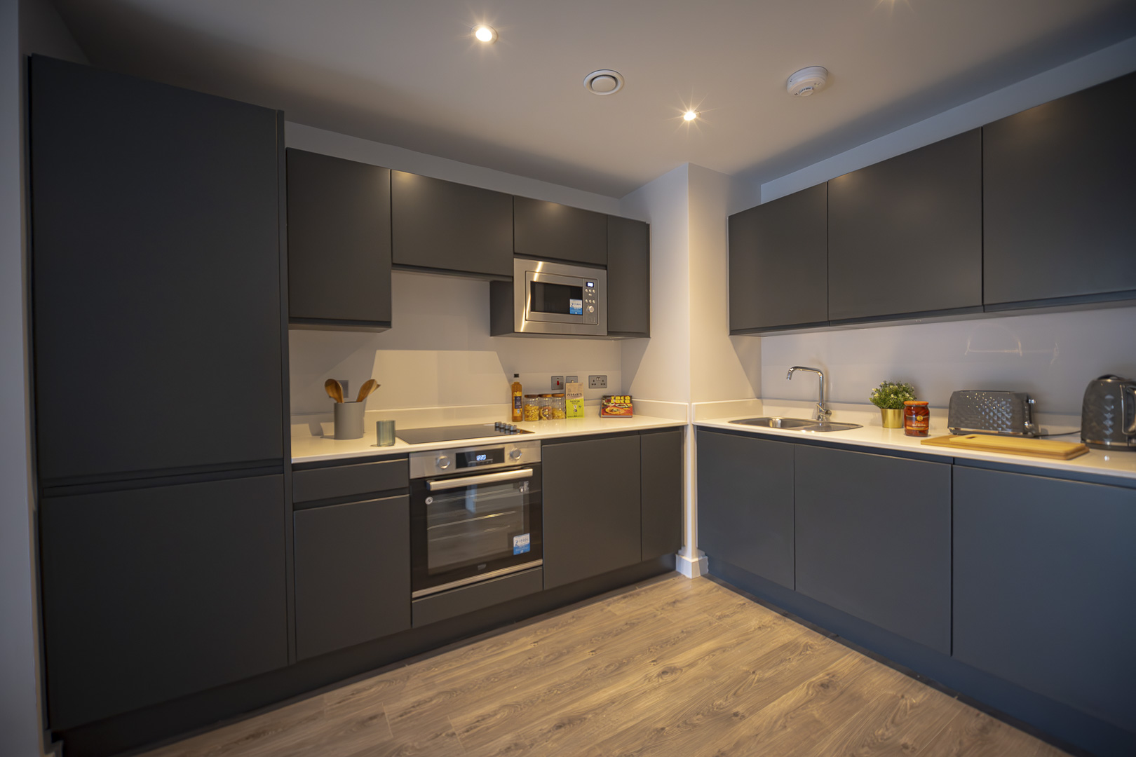 Interior image showing completed apartment in Merchant's Wharf Manchester development