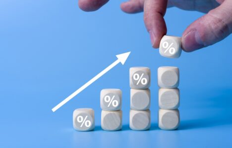 Wooden blocks with percentage sign