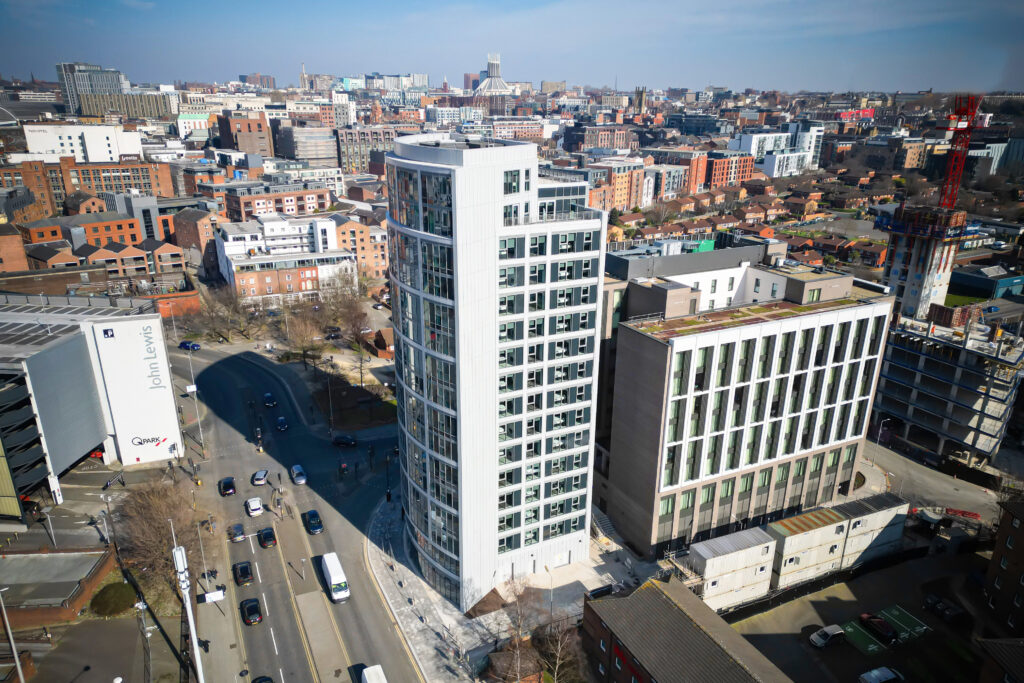 exterior Image of completed property development, One Park Lane in Liverpool