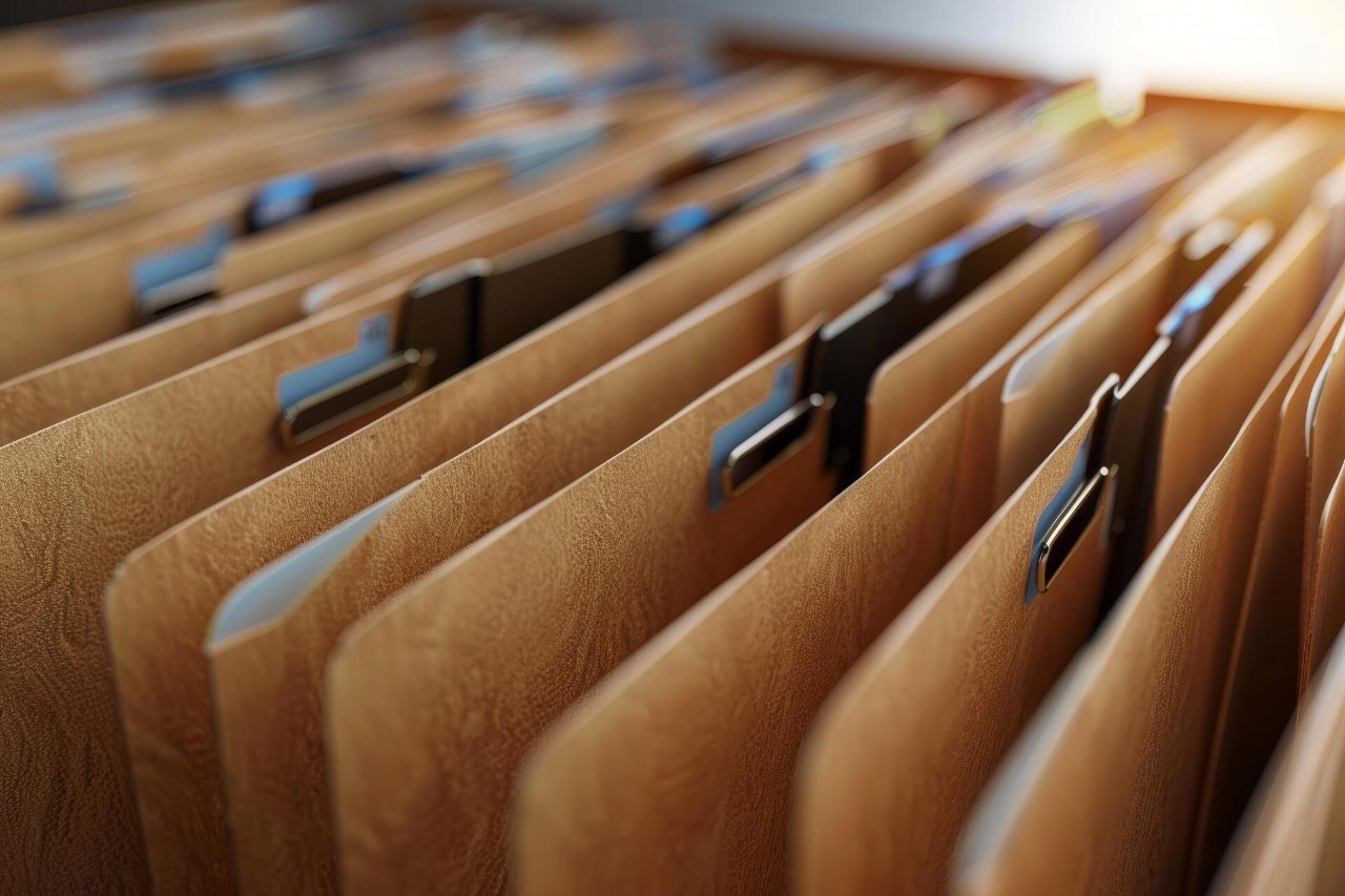documents organized in filing cabinet