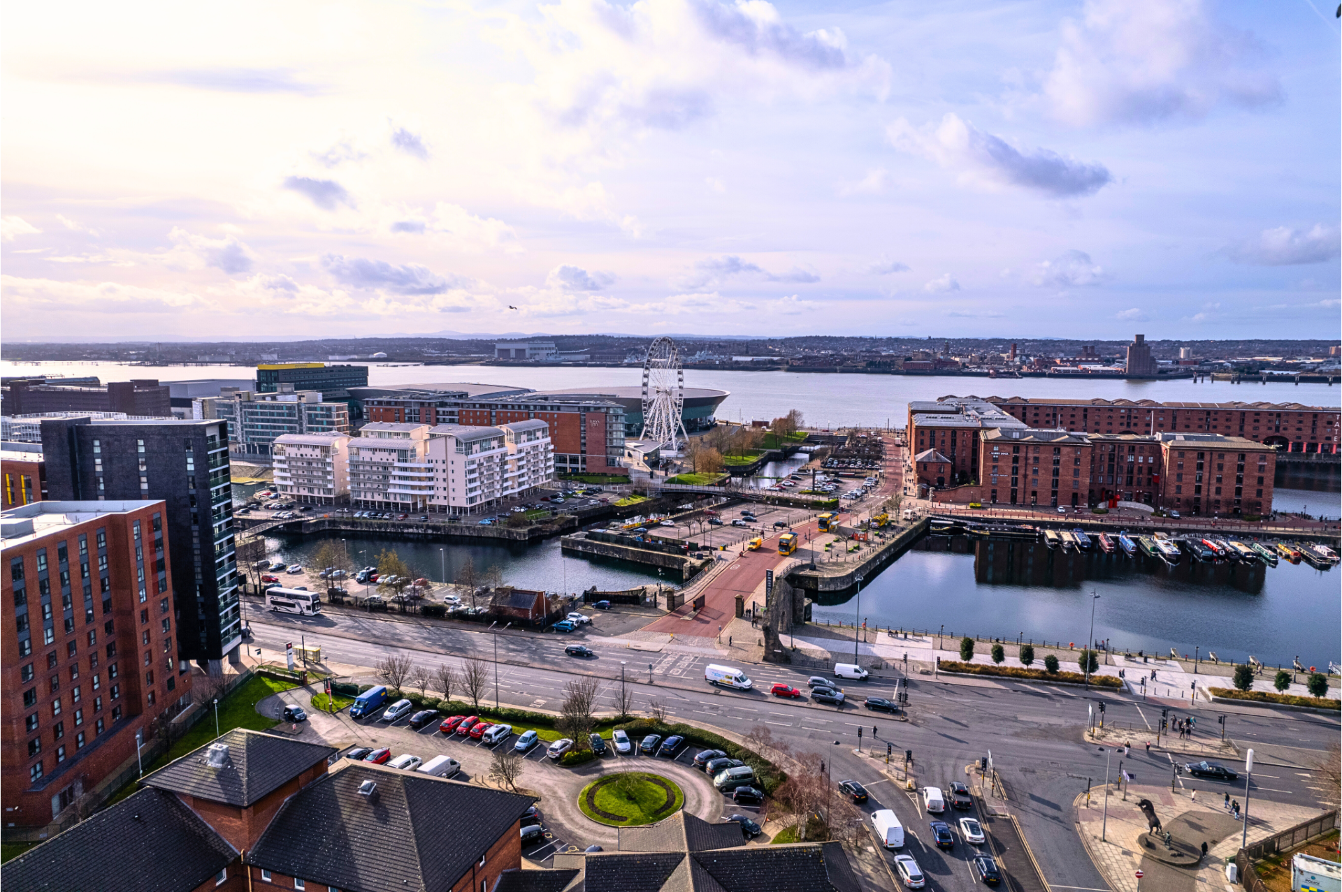 View from rooftop terrace, One Park Lane Liverpool