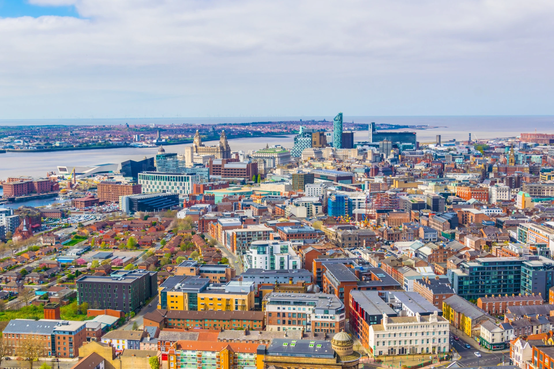 Aerial view image of Liverpool city centre
